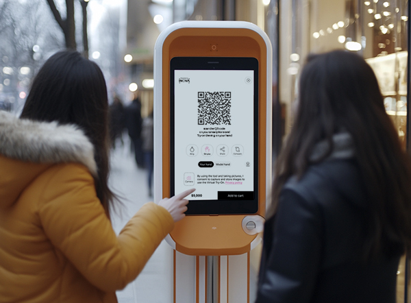woman and qr code